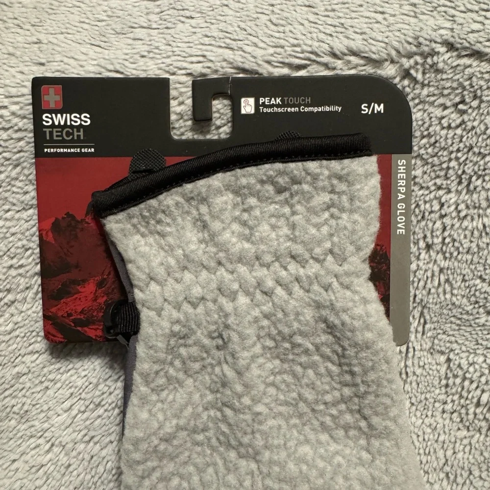 Swiss Tech Mens Size S/M Sherpa Glove Gray Heather Touchscreen Compatible